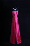 Strapless Sheath Long Prom Dresses Taffeta Hot Pink New Year's Eve Dresses HZ1024