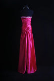 Strapless Sheath Long Prom Dresses Taffeta Hot Pink New Year's Eve Dresses HZ1024