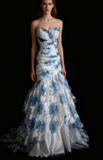 Sweetheart Mermaid Long Prom Dresses Tulle Vintage Evening Dresses HZ1024