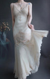 V-neck Mermaid Long Prom Dresses Beaded Chiffon Evening Dresses HZ1024