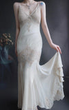 V-neck Mermaid Long Prom Dresses Beaded Chiffon Evening Dresses HZ1024