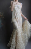 Spaghetti Strap Mermaid Long Prom Dresses Beaded Tulle Sequin Evening Dresses HZ1024