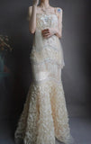 Spaghetti Strap Mermaid Long Prom Dresses Beaded Tulle Sequin Evening Dresses HZ1024