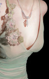 Spaghetti Strap Sheath Long Prom Dresses Chiffon Green Wedding Guest Dresses HZ1024