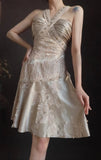 V-neck Sheath Wedding Guest Dresses Satin Lace Birthday Dresses HZ1024