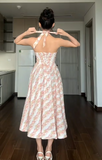 Halter Neck A-line Formal Dresses Floral Birthday Dresses HZ1024