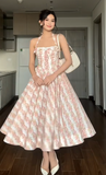 Halter Neck A-line Formal Dresses Floral Birthday Dresses HZ1024