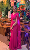 V neck Sheath Chiffon Long Prom Dresses, Fuchsia Formal Evening Dresses HZ1024