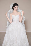 Strapless Wedding Dresses Applique A-Line Tulle Bridal Gowns Sleeveless White Bridal Dresses HZ1024