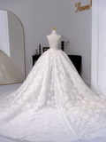 Strapless Ball Gown Lace Wedding Dresses Beaded Bridal Gowns White Sleeveless Bridal Dresses HZ1024