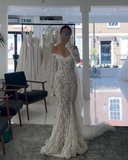 Off-the-shoulder Ball Gown Tulle Wedding Dresses Applique Bridal Gowns White Long-sleeved Bridal Dresses HZ1024