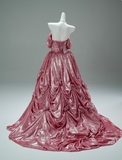 Off-the-shoulder A-Line Long Prom Dress Satin Applique Pink Quinceanera Dresses Sweet 16 Dress HZ1024