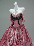 Off-the-shoulder A-Line Long Prom Dress Satin Applique Pink Quinceanera Dresses Sweet 16 Dress HZ1024