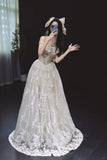 Off-the-shoulder A-Line Wedding Dress Tulle Bridal Dress Lace Applique Bridal Gown HZ1024