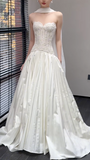Sweetheart Neck Two-Piece Luxury Wedding Dresses Elegant Applique Sleeveless Bridal Gowns HZ1024