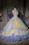 Strapless Ball Gown Tulle Applique Long Prom Dresses, Colorful Sweet 16 Dress HZ1024