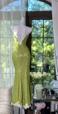 Spaghetti Strap Mermaid Lace Long Prom Dresses, Green Formal Evening Dresses HZ1024