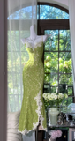 Spaghetti Strap Mermaid Lace Long Prom Dresses, Green Formal Evening Dresses HZ1024