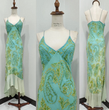 Spaghetti Straps Sheath Beaded Chiffon Long Prom Dresses??Gradient Blue Formal Evening Gowns HZ1024