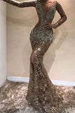 V-neck Mermaid Tulle Long Prom Dresses, Open Back Formal Evening Dresses HZ1024