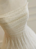 Tulle Lace Sequin Light Champagne Simple Wedding Dresses HZ1024
