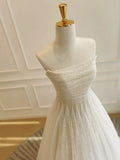 Tulle Lace Sequin Light Champagne Simple Wedding Dresses HZ1024