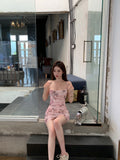 slim backless camisole hip skirt with butterfly print HZ1024