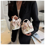 style diamond chain mini square bucket bag HZ1024