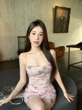 slim backless camisole hip skirt with butterfly print HZ1024