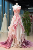 One Shoulder Chiffon Long Prom Dress, Beautiful Evening Dress HZ1024