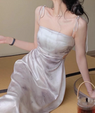 lace-up suspenders sexy slim dress for women summer exposed waist hollow design skirt HZ1024