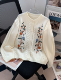 twisted round neck embroidered cardigan HZ1024