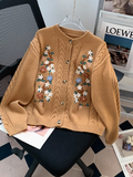 twisted round neck embroidered cardigan HZ1024