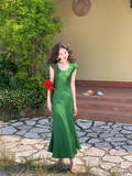 exquisite waist satin slim fishtail temperament long skirt HZ1024