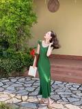 exquisite waist satin slim fishtail temperament long skirt HZ1024