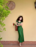 exquisite waist satin slim fishtail temperament long skirt HZ1024