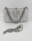 Champagne Wedding Bag Sparkly Pleated Banquet Party Handbag HZ1024