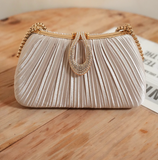 Champagne Wedding Bag Sparkly Pleated Banquet Party Handbag HZ1024