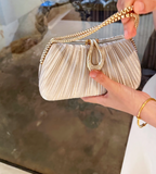 Champagne Wedding Bag Sparkly Pleated Banquet Party Handbag HZ1024