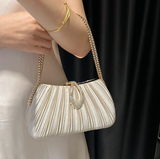 Champagne Wedding Bag Sparkly Pleated Banquet Party Handbag HZ1024