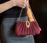 Champagne Wedding Bag Sparkly Pleated Banquet Party Handbag HZ1024