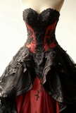 Sweetheart Ball Gown Tulle Long Prom Dresses Tulle Red/Black Quincea?era Dresses 2025 Halloween Dress HZ1024